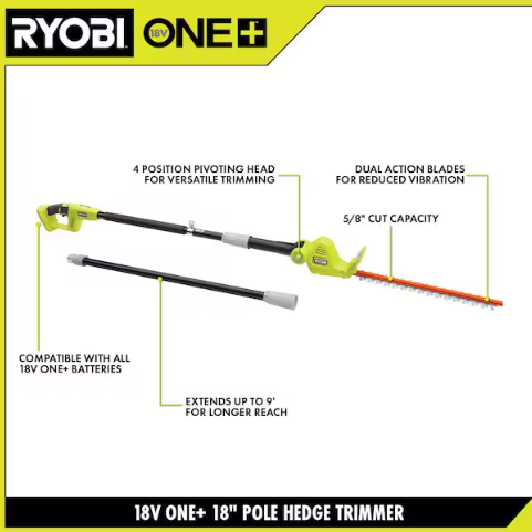 18V ONE+ 18" Pole Hedge Trimmer - P26010BTL