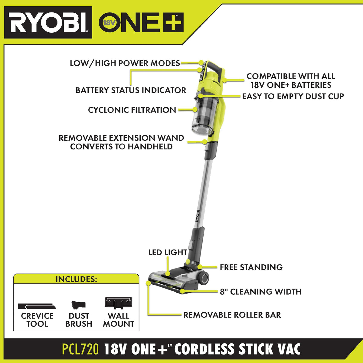 18V ONE+ Stick Vacuum - PCL720B