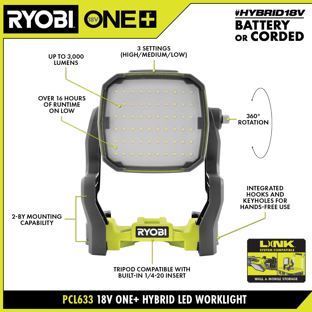 18V ONE+ Hybrid LED Work Light - PCL633B