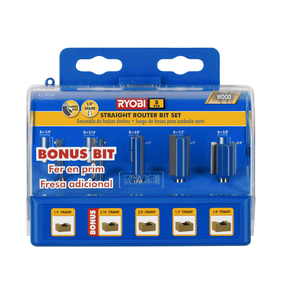 5 PC. Straight Router Bit Set - A25RS04R1