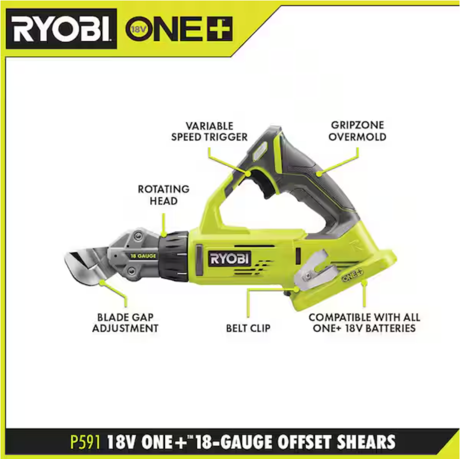 18V ONE+ 18-Gauge Offset Shear - P591