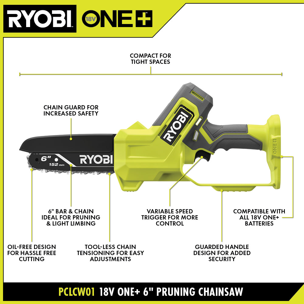18V ONE+ 6" Pruning Chainsaw - PCLCW01B