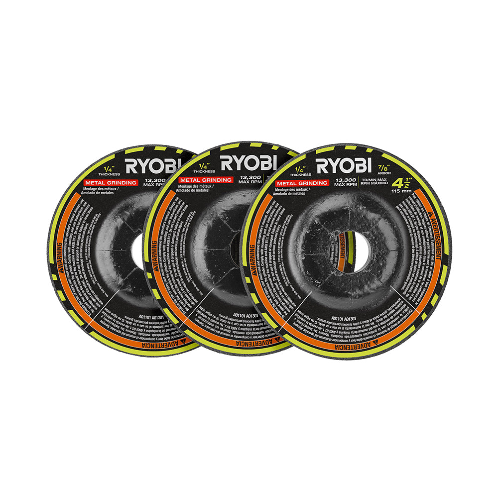 3 PC.  4-1/2" Metal Grinding Wheel Set - A01301