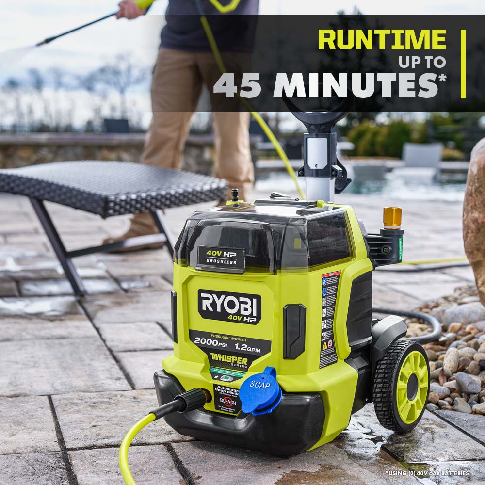 40V HP Brushless WHISPER SERIES 2000 PSI Pressure Washer - RY40306BTL
