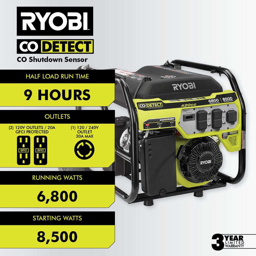 6800 Watt Portable Generator - RY906522