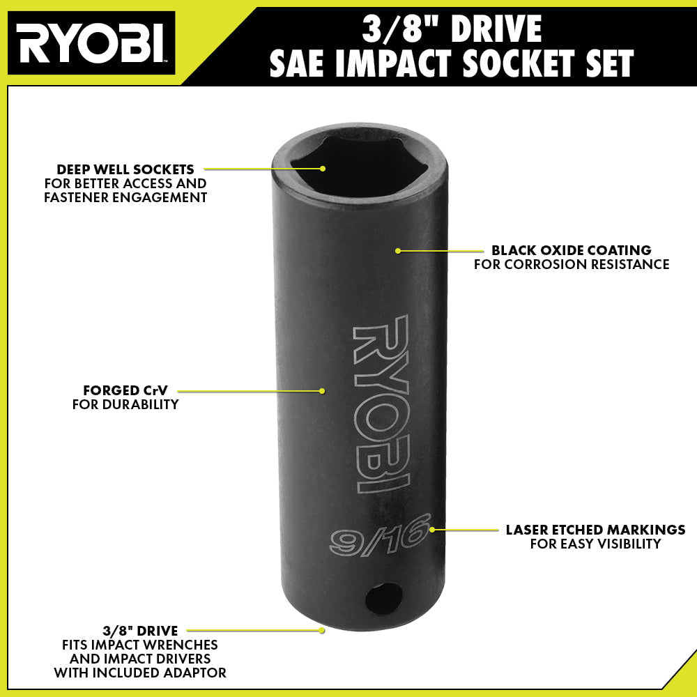 4 PC. 3/8" Drive SAE Impact Socket Set - A13401