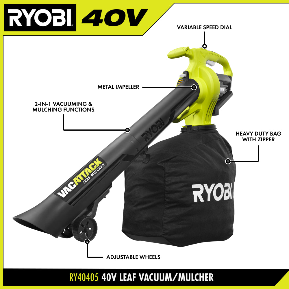 40V Leaf Vacuum/Mulcher Kit - RY40451