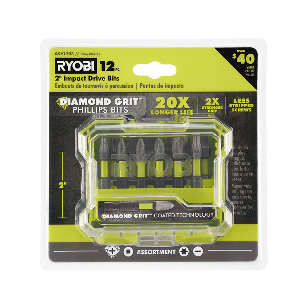 12 PC. 2" Diamond Grit Impact Drive Bits - A961203