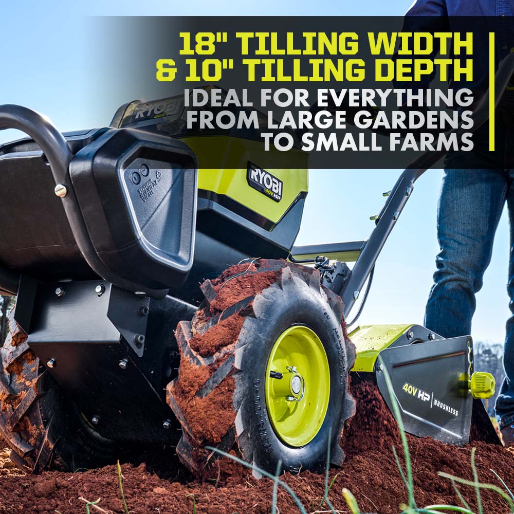 40V HP Brushless 18" Rear Tine Tiller Kit - RY40720