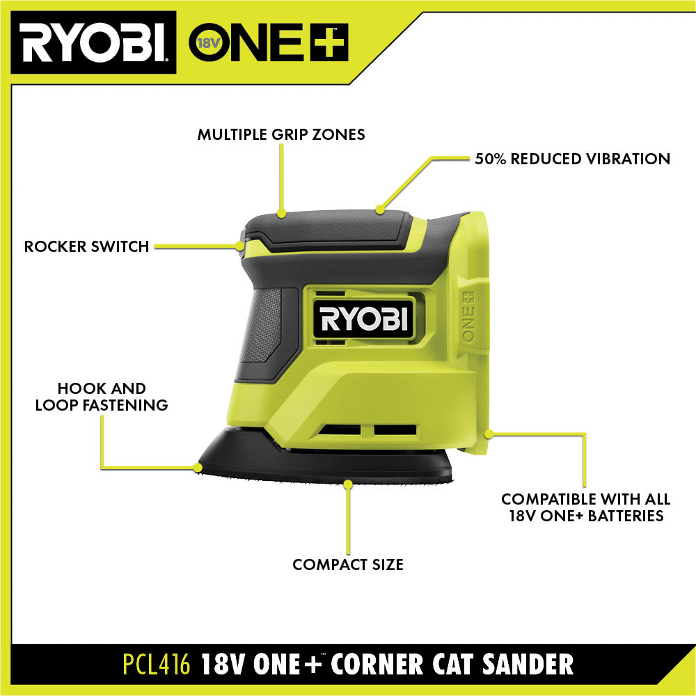 18V ONE+ Corner Cat Finish Sander - PCL416B
