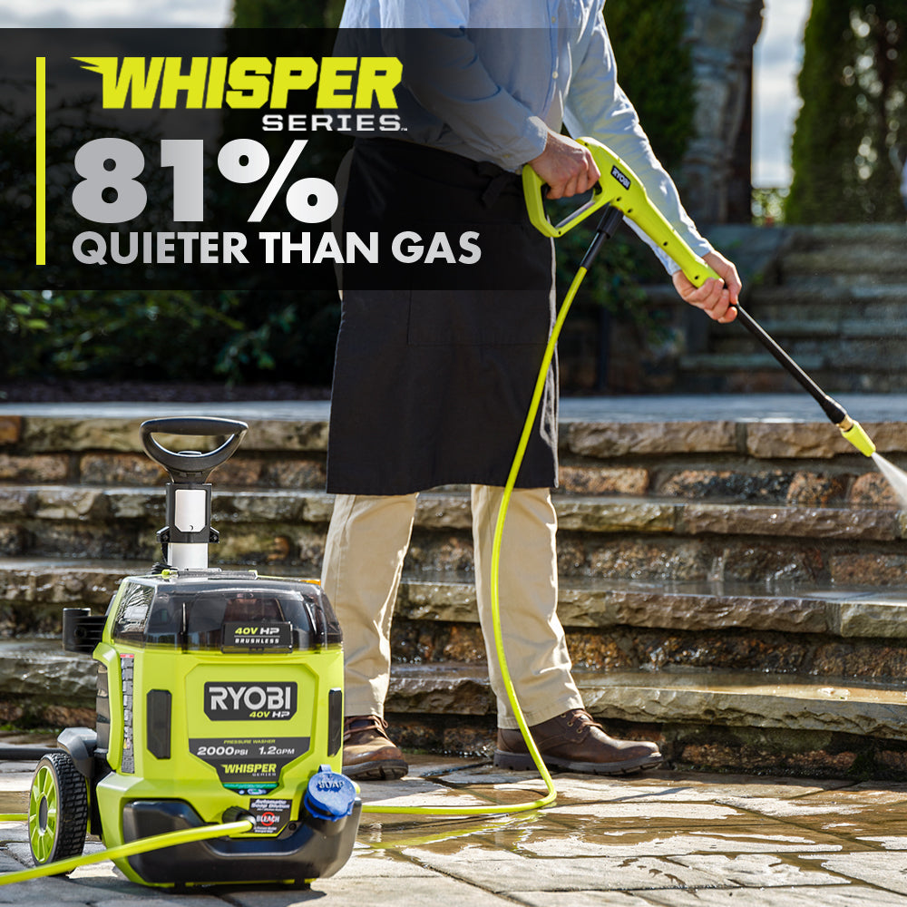40V HP Brushless WHISPER SERIES 2000 PSI Pressure Washer - RY40306BTL