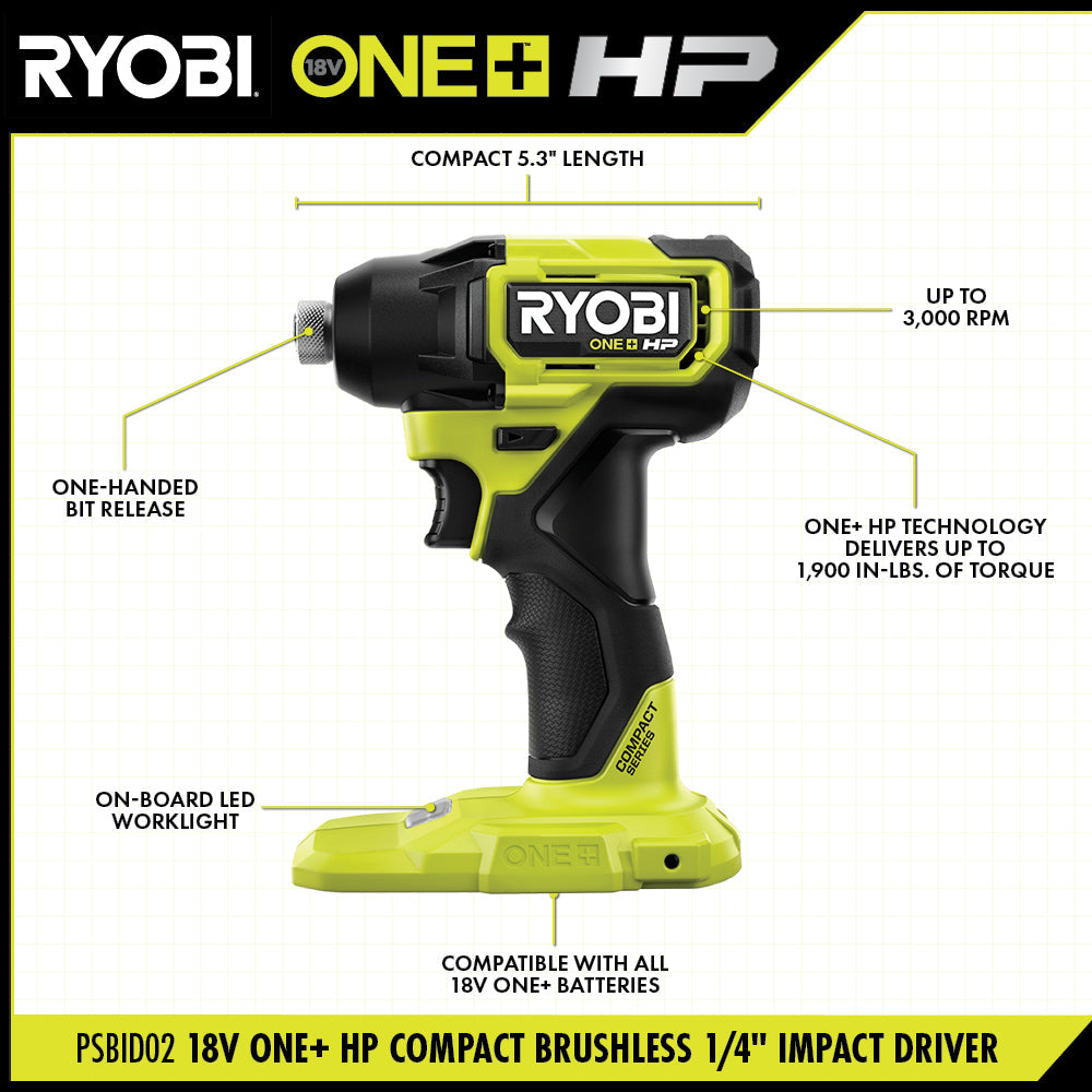 18V ONE+ HP Compact Brushless 2-Tool Combo Kit - PSBCK102K2