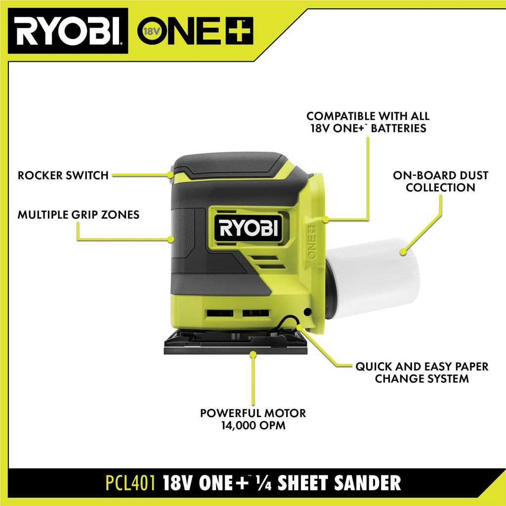 18V ONE+ 1/4 Sheet Sander Kit - PCL401K1