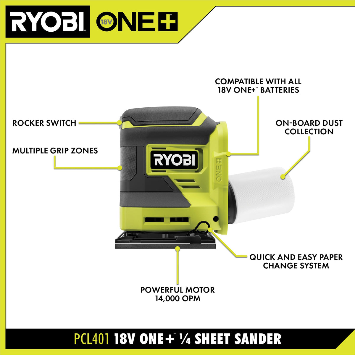 18V ONE+ 1/4 Sheet Sander Kit - PCL401K1