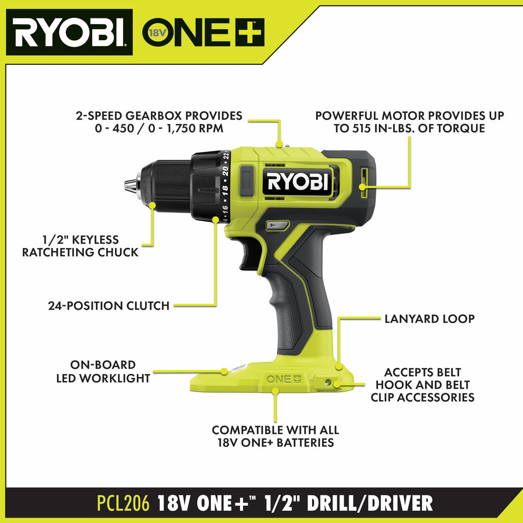 18V ONE+ 1/2" Drill/Driver Kit - PCL206K2