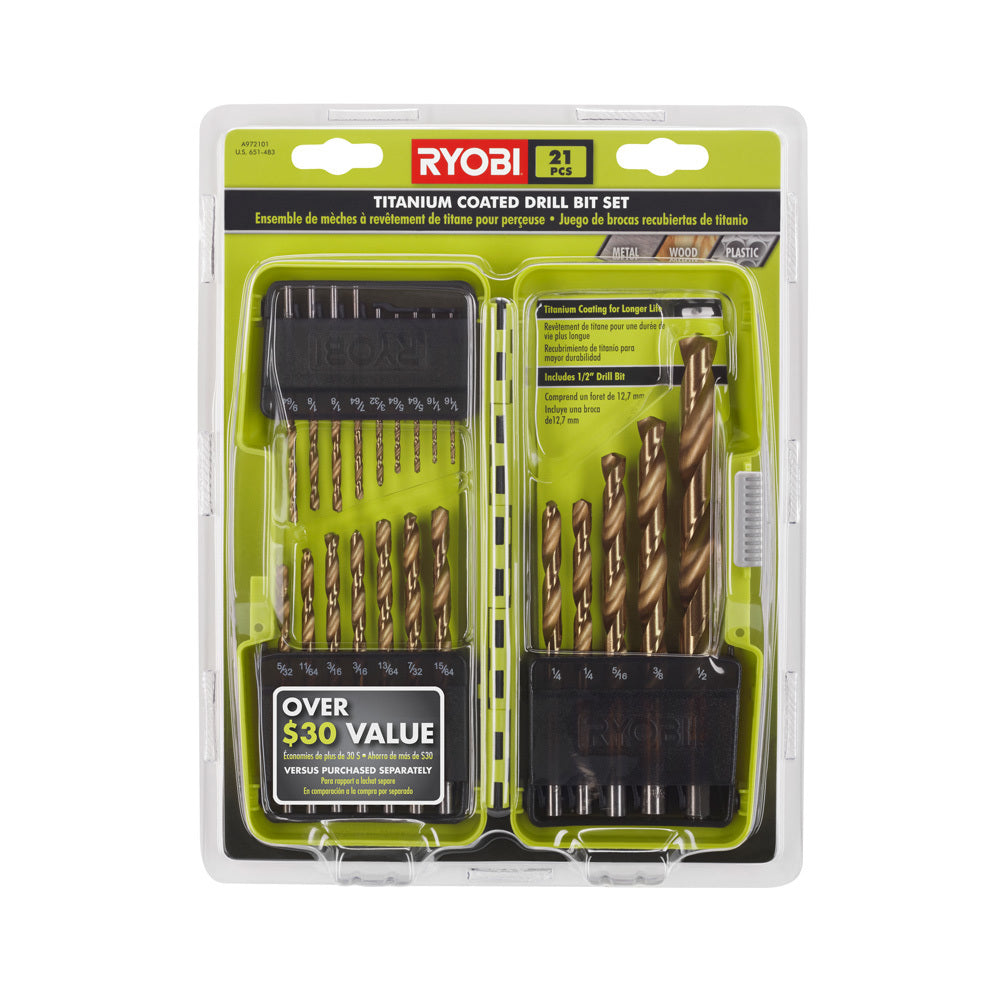 21 PC. Titanium Drill Bit Set - A972102