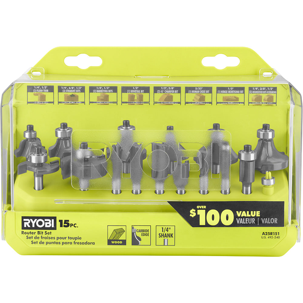 15 PC. Router Bit Set - A25R151