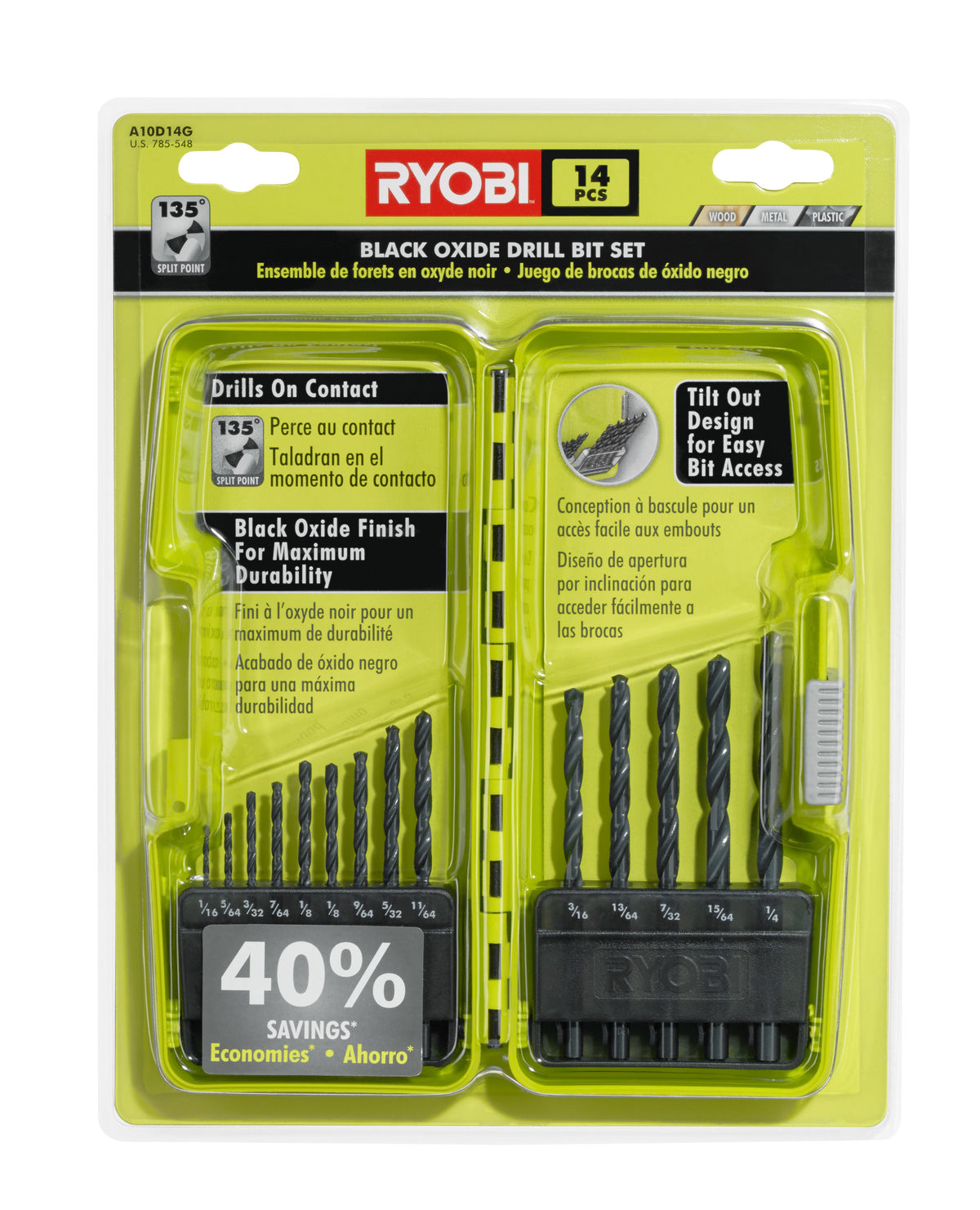 14 PC. Black Oxide Drill Bit Set - A10D14D